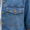 Women's Short Sleeve Button Front Cropped Cocoon Jean Shacket