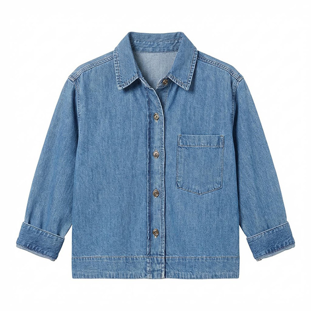 Women's Casual Loose Long Sleeve Button Cotton Denim Blouse