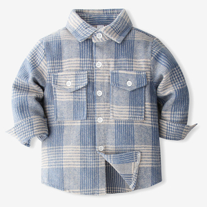 Baby Apparel Spring/Autumn Flannel Plaid Button Down Long Sleeve Casual Shirt