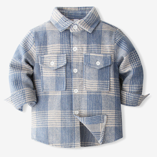 Baby Apparel Spring/Autumn Flannel Plaid Button Down Long Sleeve Casual Shirt