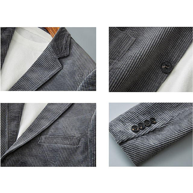 Vintage Corduroy Spring Autumn Single-Breasted Casual Business Suit for Men