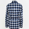 Women's Flannel Long Sleeve Fringed Plaid Shirt with Belt