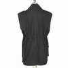 Women's Cotton Waist Drawstring Sleeveless Utility Vest Button Jacket