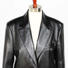 Women's Black PU Leather MID-Length Fashion Plus Size Blazer Suit