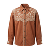 Women's Daisy Embroidered Washed Cotton Overshirt Custom