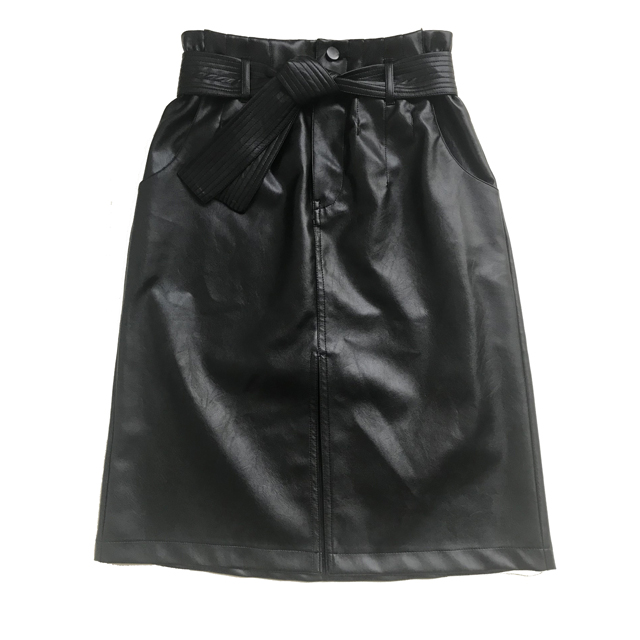 PU highrise waistband skirt
