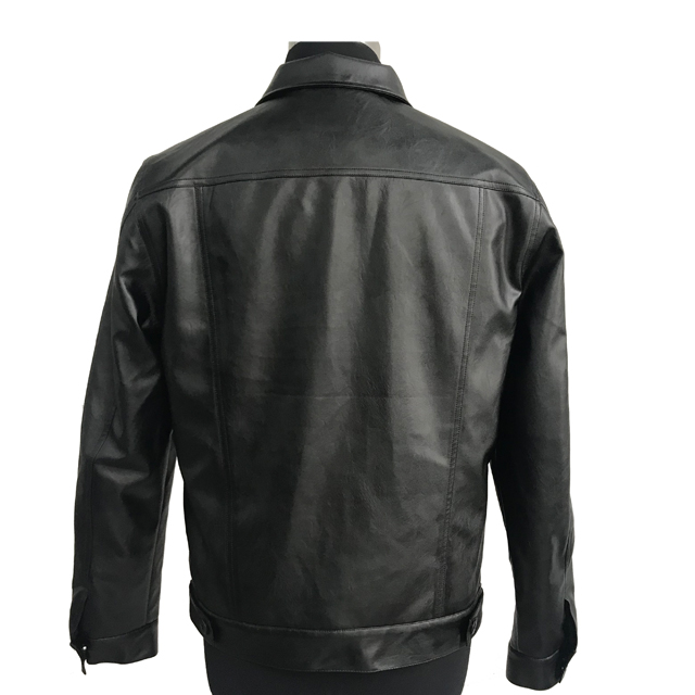 Black PU jacket with shank buttons