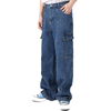 Men's Wholesale Denim Heavy Weight Loose Fit Straight Washed Cargo Baggy Jeans