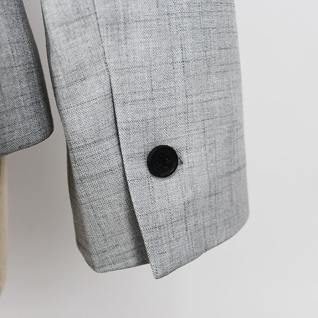 Women Spring/Autumn Grey Lightweight Textured Business Casual Work Suit