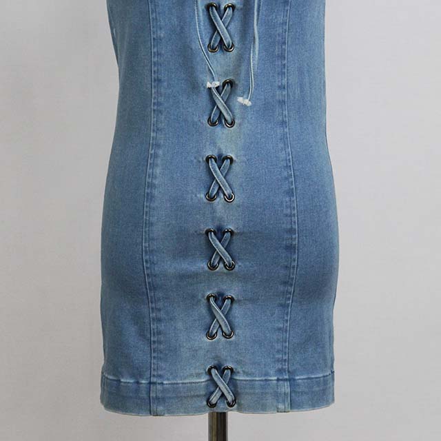 Women's Summer Slim Fit High-Elastic Sexy Strap Denim Dress