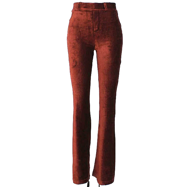 Women's Fashion Retro Stretch Suede Embossed Flared Long Pants