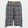 Women's Plaid Elastic Waist Multi-Pocket Bermuda Cargo Shorts