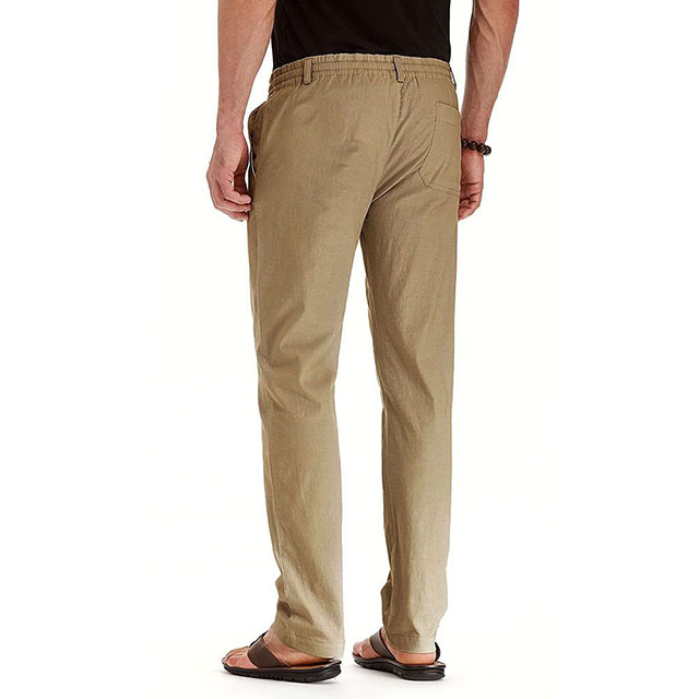Men's Casual Light Weight Cotton Elastic Waist Straight Work Pants