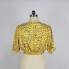 Women's Summer Floral Print V-Neck Short Sleeve Cropped Top Shirt