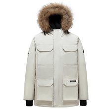 Men's Winter Outdoor Coat Windbreaker Faux Fur Hoody Puffer Duck Down Jacket