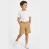 Boys Summer Elastic Waistband Cotton Twill Khaki Chino Shorts