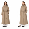 Ladies Hooded Fashion Minimalist Lace-up Khaki Long Trench Coat
