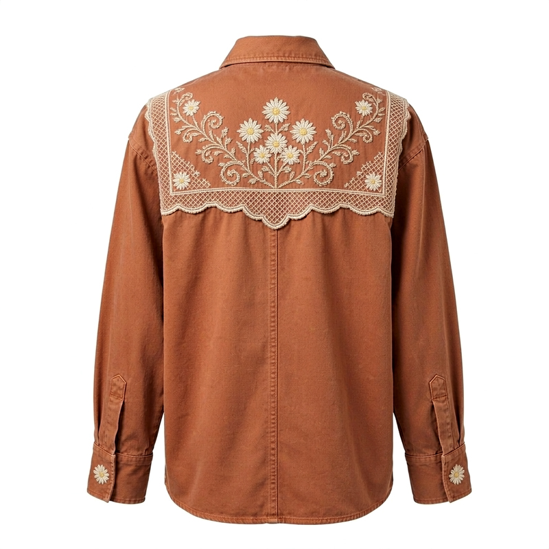 Back view of embroidered shirt