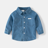 Boy's Casual Versatile Tops Kids Cotton Denim Long Sleeve Lapel Button Shirt