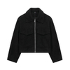 Women Custom Solid Color Woolen Lined Warm Lapel Zipper Short Jacket