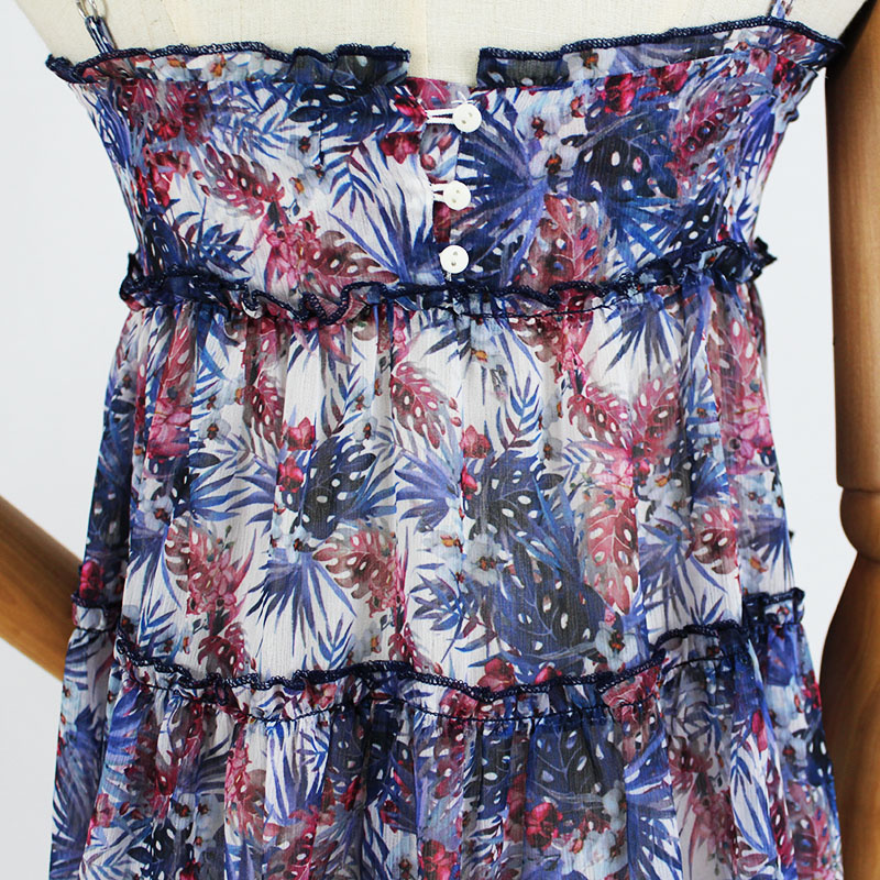 Women's Summer Casual Chiffon Floral Beach Tiered Slip Dress