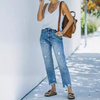 Women's Summer Casual Ripped Cropped Light Blue Denim Jeans