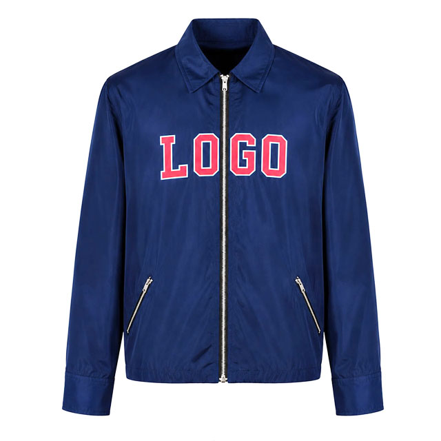 Men's Polyester Custom Print Sports Lapel Zipper Bomber Jacket
