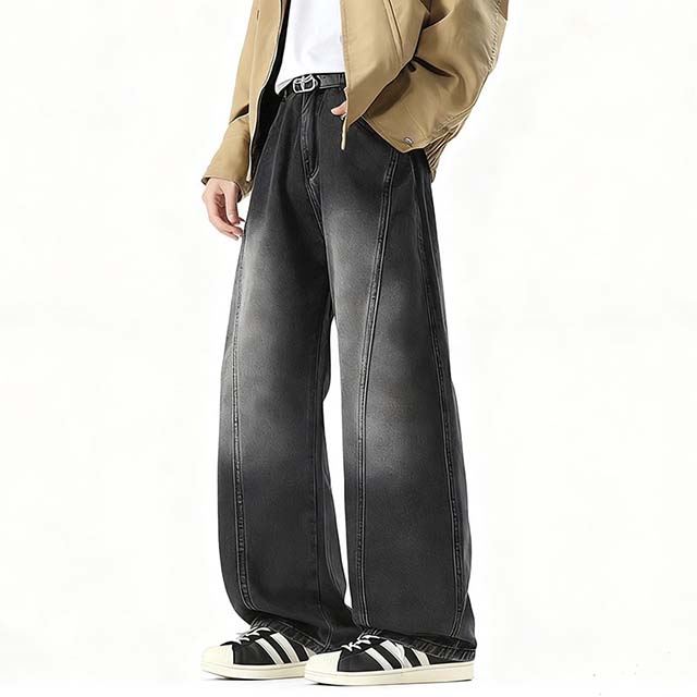 Men Custom Straight Wide-Leg Baggy Long Scimitar Denim Jeans