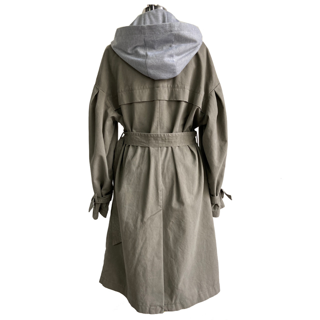 Long grey jacket womens outfit with hood 