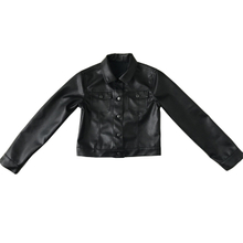 Kids PU Coating Fur Jacket with Shank Buttons 