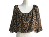 Leopard print pleated pullover/fashion top/lady tops/base top/woman top
