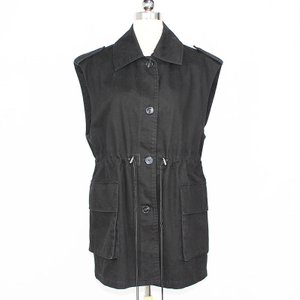 Black Womens Outwear Plus Size Fashion Ladies Sleevless Windbreaker Coats and Jacket Vest