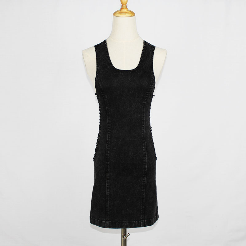 Women's Slim Fit High-Elastic Sexy Sleeveless Denim Party Dress