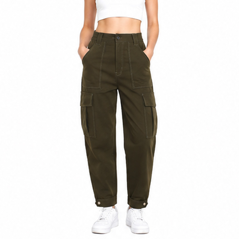Women's Elastic Waist Multi-Pocket Cargo Sports Outdoor Jogger Pants