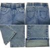 Girls Wash Blue Straight Wide Leg Elastic Waist Denim Jeans