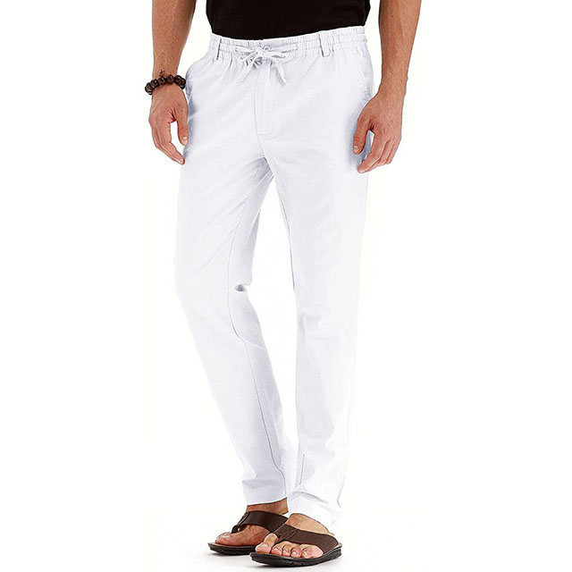 Men's Casual Light Weight Cotton Elastic Waist Straight Work Pants