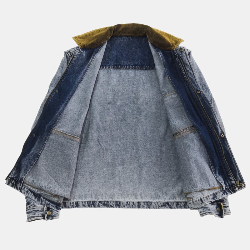 Men's Retro Washed Cotton Denim Long Sleeve Lapel Jacket