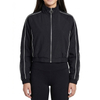 Women's Striped Sports Stand Collar Cropped Zipper Outdoor Running Jacket