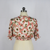 Women's Summer Floral Print V-Neck Short Sleeve Cropped Top Shirt