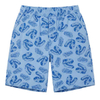 Summer Boys Loose Fit Elastic Waistband Blue Printed Cotton Shorts