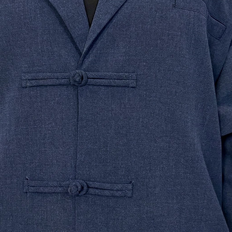 Custom Men Oversized Solid Color Button Knot Casual Blazer Jacket