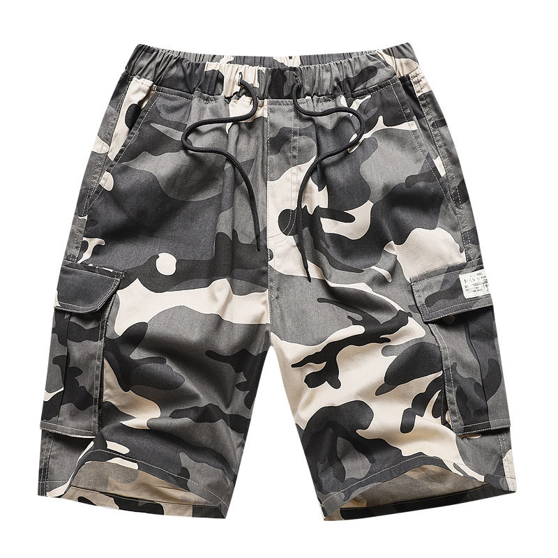 Men's Summer Elastic Waist Baggy Sport Cargo Shorts with Drawstring
