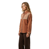 Women's Boho Embroidered Oversized Cotton Twill Shirt