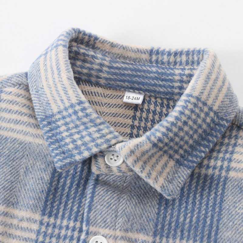 Baby Apparel Spring/Autumn Flannel Plaid Button Down Long Sleeve Casual Shirt