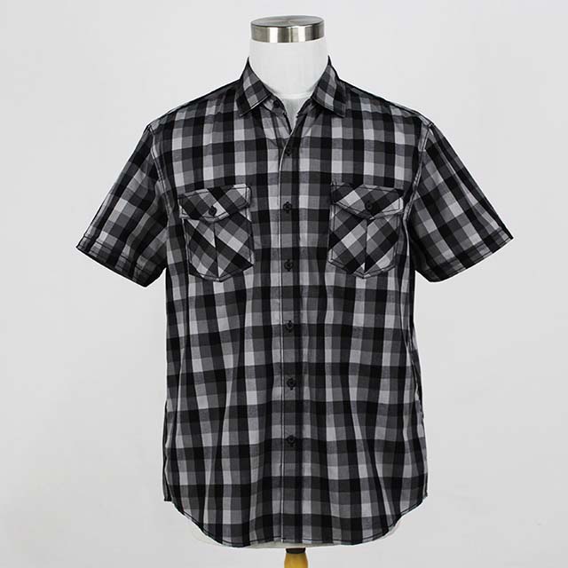 Men Custom Wholesale Summer Short Sleeve Casual Cotton Plaid Shirt
