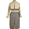 Women's Splicing Effect Windproof Khaki Trench Coat with Waist Belt