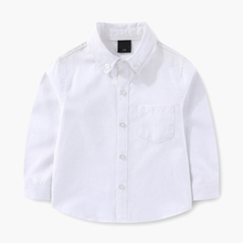 Children Solid Uniform Cotton Oxford Versatile Formal Long Sleeve Shirt