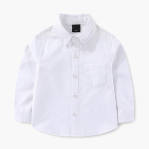 Children Solid Uniform Cotton Oxford Versatile Formal Long Sleeve Shirt