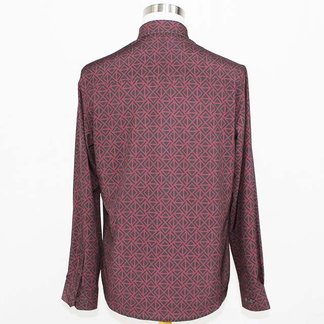 Men's Custom Geometric Print Poly Spandex Long Sleeve Dress Shirt