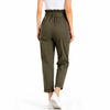 Women's Cotton Ruffle High Rise Cropped Harem Pants with Belt